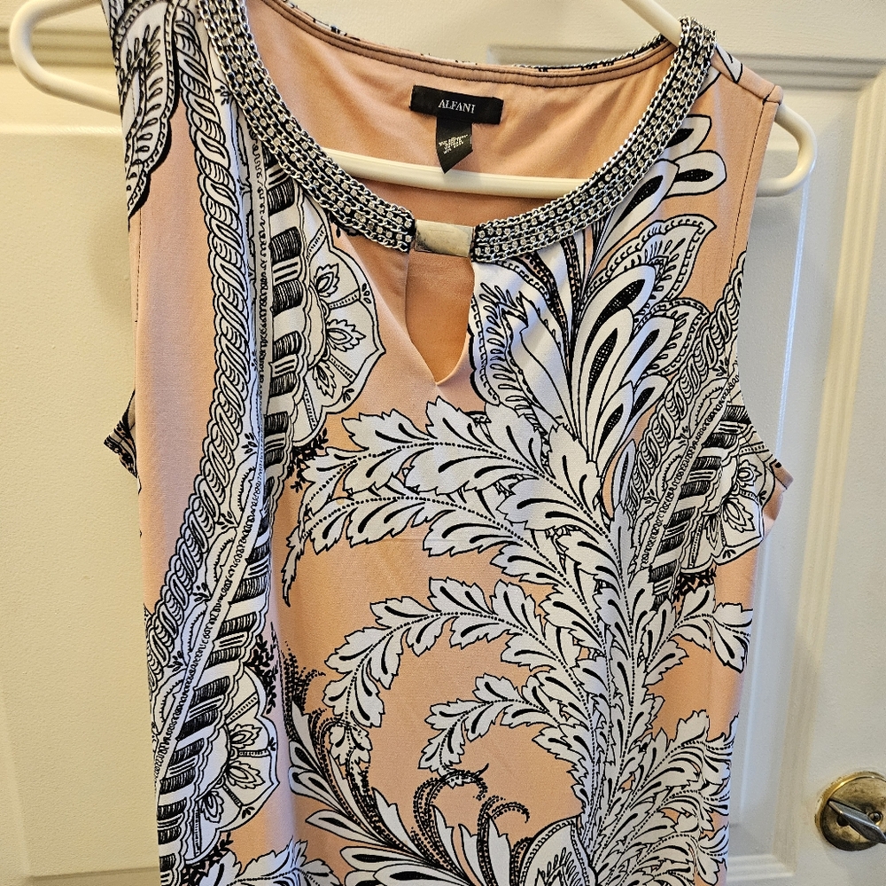 Peach and Black Paisley Dress